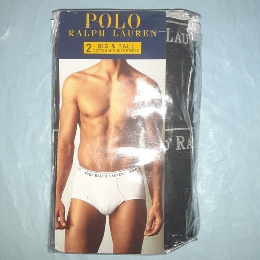 Polo Ralph Lauren 2-Pack Black Mid Rise Cotton Size 54 Waist Briefs